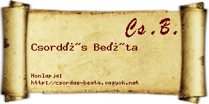 Csordás Beáta névjegykártya