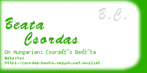 beata csordas business card